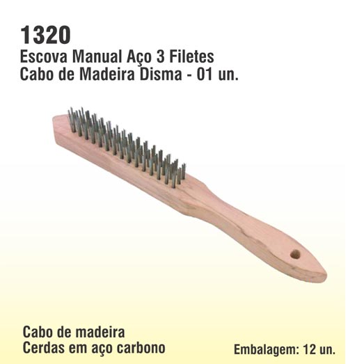 Escova Manual Aço 3 Filetes